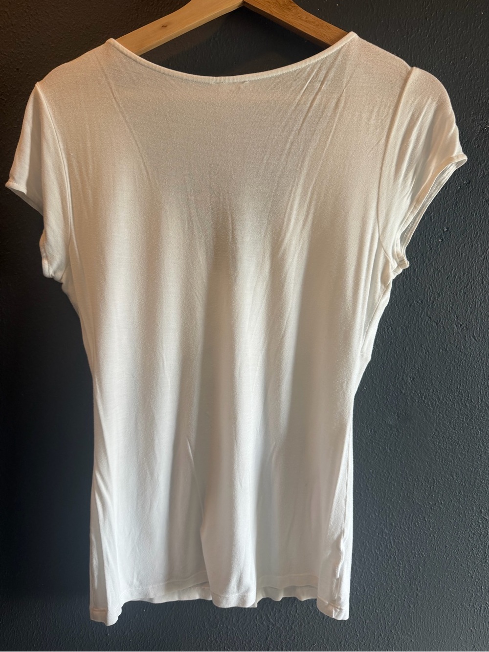 Ann Taylor White Twist-Front Short Sleeve Tee - Picture 2 of 3